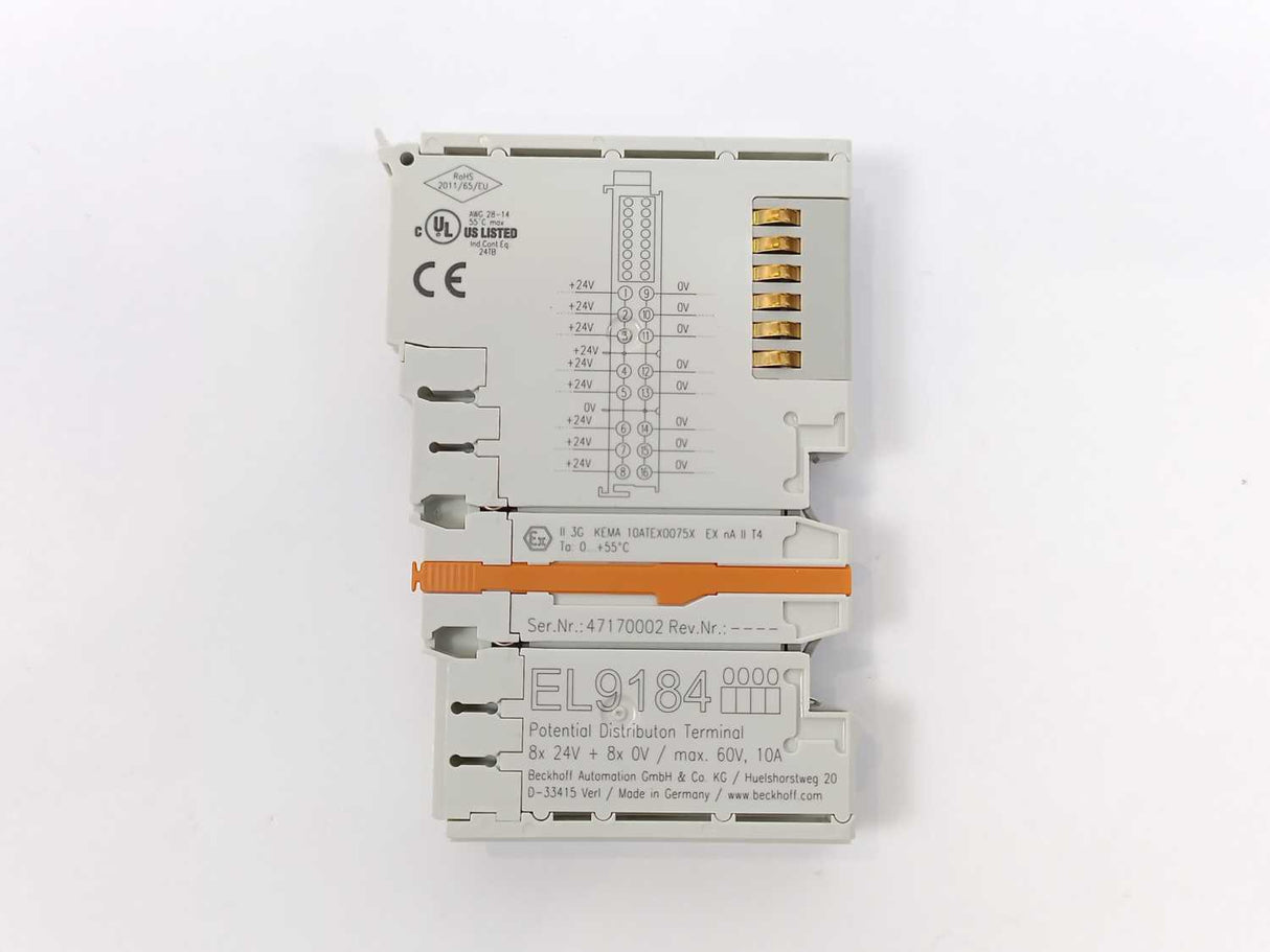 Beckhoff EL9184 Potential distribution terminal, 8 x 24 V DC, 8 x 0 V D