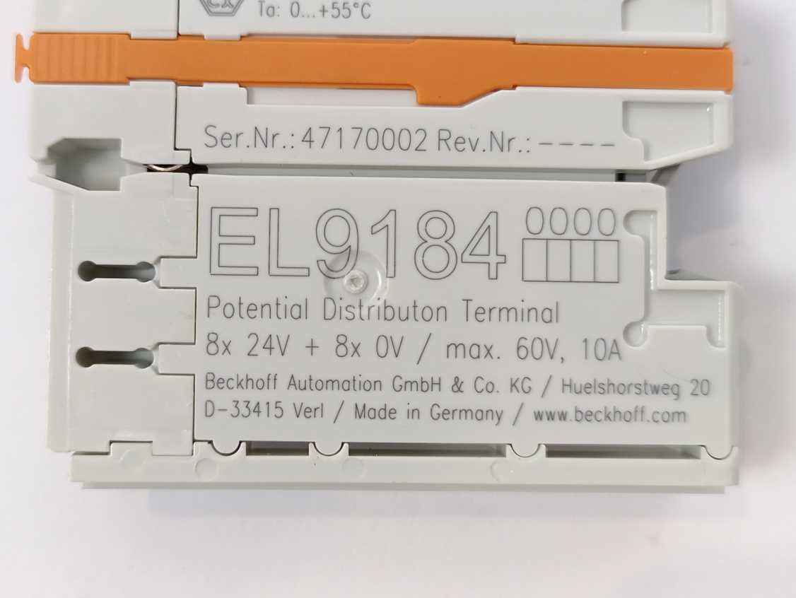 Beckhoff EL9184 Potential distribution terminal, 8 x 24 V DC, 8 x 0 V D