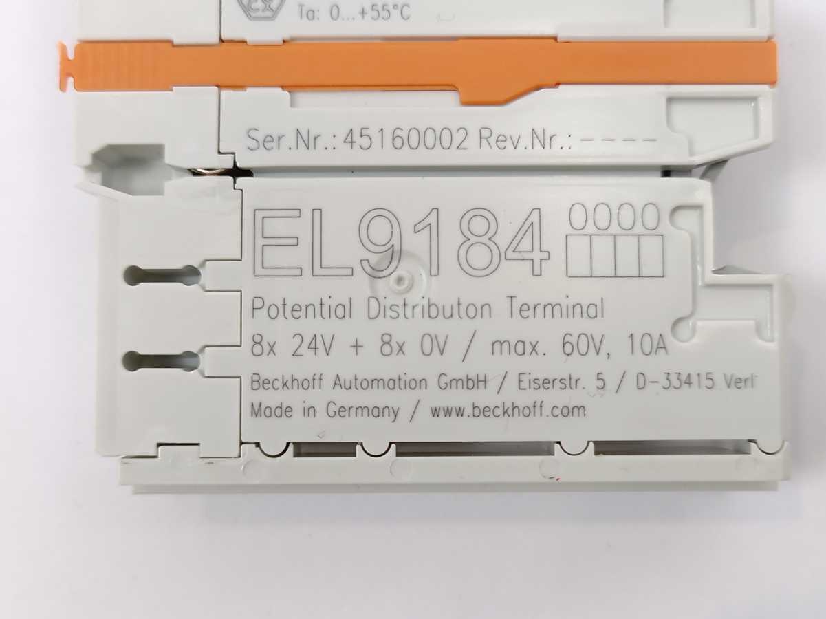 Beckhoff EL9184 Potential distribution terminal, 8 x 24 V DC, 8 x 0 V D