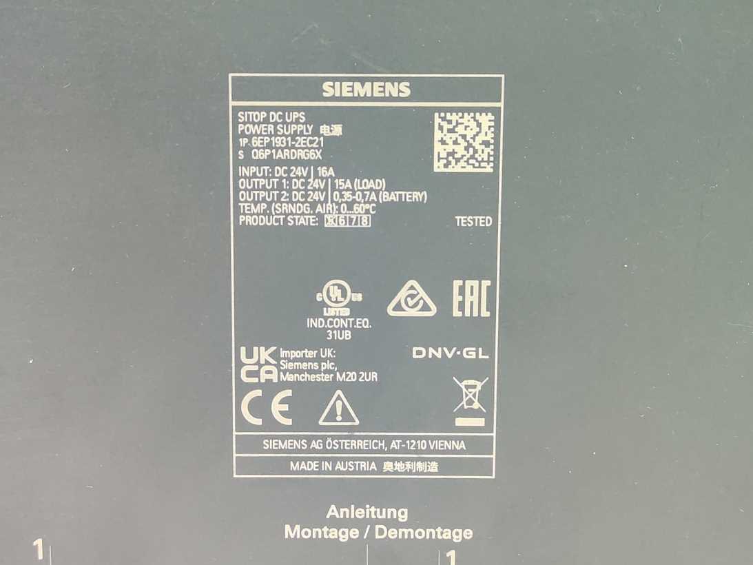 Siemens 6EP1931-2EC21 DC-USV-Modul 15 power supply