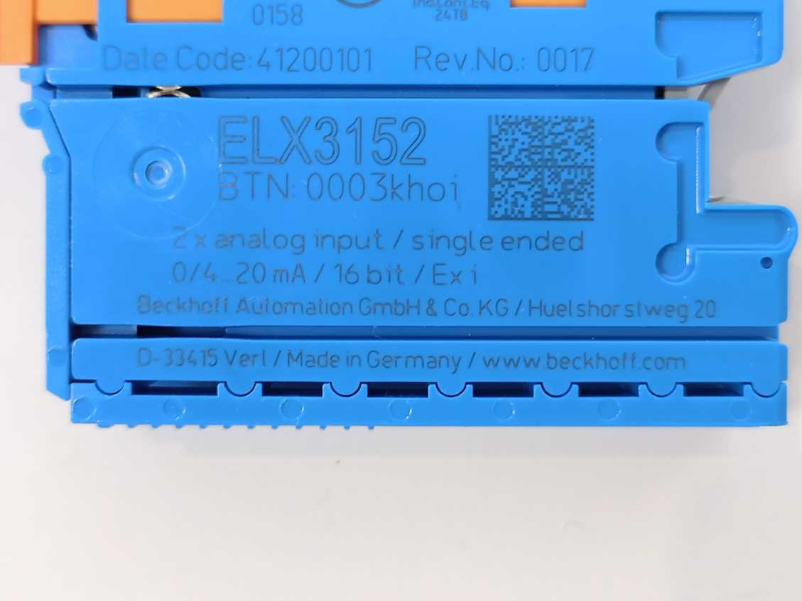 Beckhoff ELX3152 EtherCAT Terminal-channel analog input, 0/4…20 mA, 16 bit