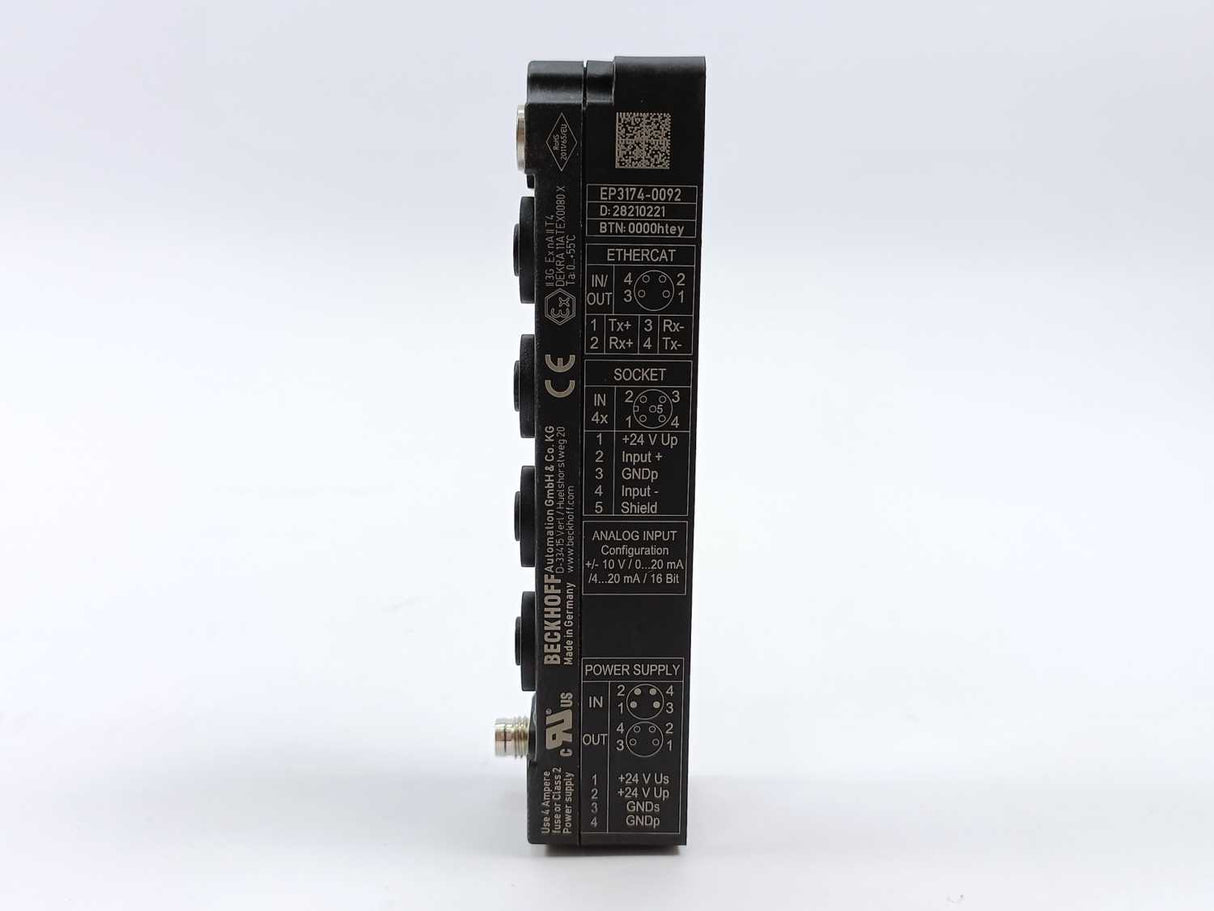 Beckhoff EP3174-0092 EtherCAT Box, 4-channel analog input