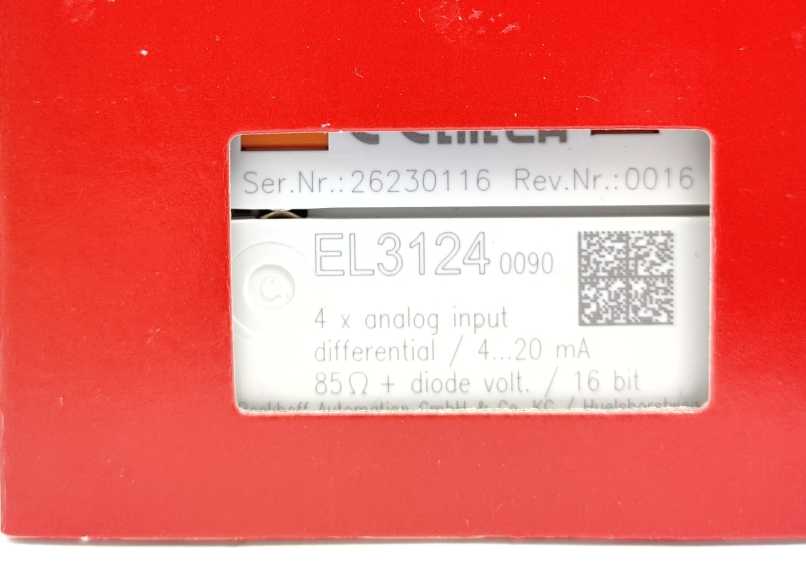 Beckhoff EL3124 4 x analog input differential 4…20mA 85R + diode volt.