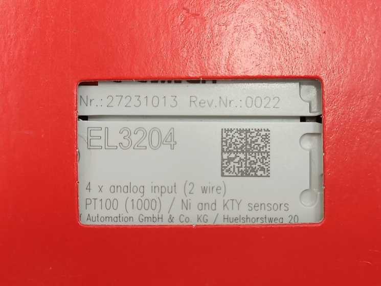 Beckhoff EL3204 Rev. 22 EtherCAT Terminal, 4-channel analog input, temperature