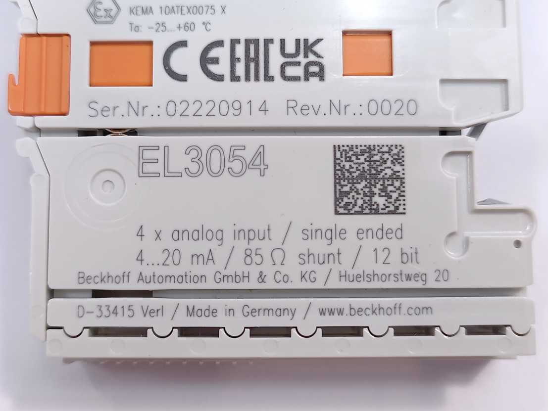 Beckhoff EL3054 Rev. 20 4x Analog Input / Single Ended