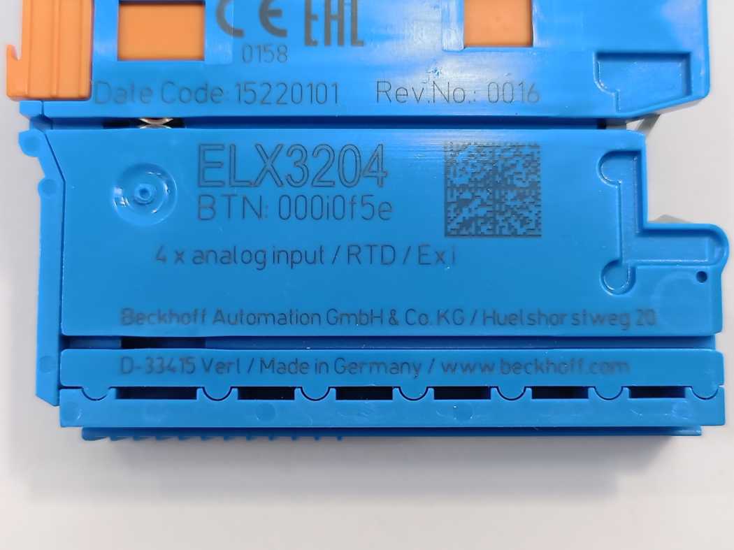 Beckhoff ELX3204 Rev. 16 EtherCAT Terminal, 4-channel analog input