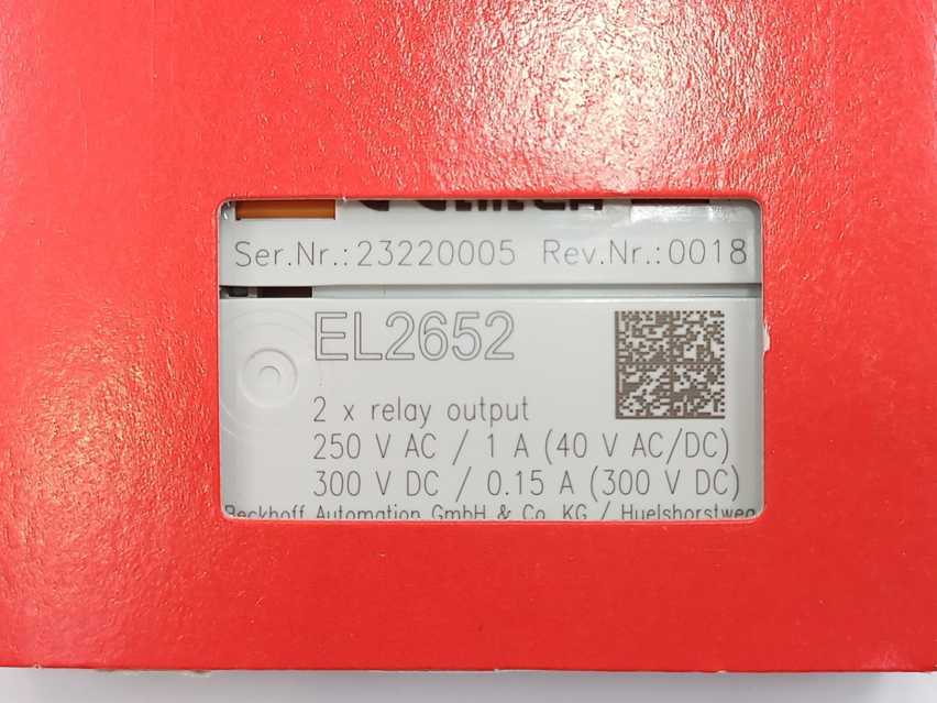 Beckhoff EL2652 Rev. 18 EtherCAT Terminal, 2-channel relay output
