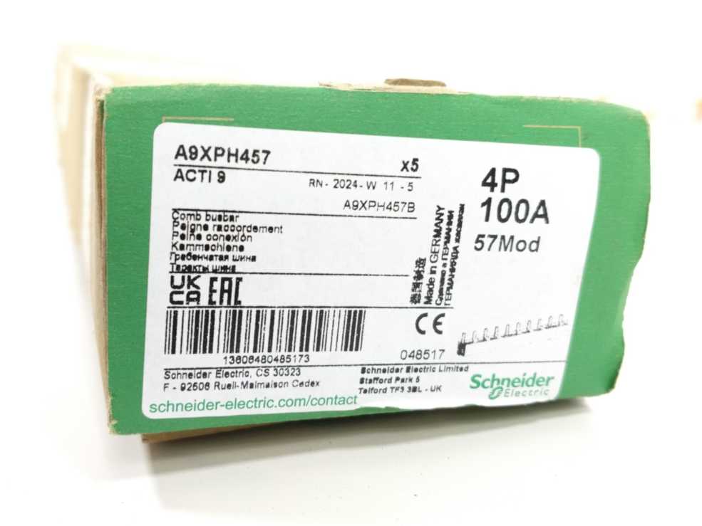 Schneider Electric A9XPH457 Acti9 Comb Busbar 4P 100A 57 Mod - 5 Pcs.