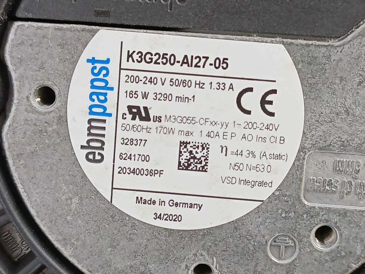 Ebmpapst K3G250-AI27-05 200-240V 50/60Hz, 1.33A 165W