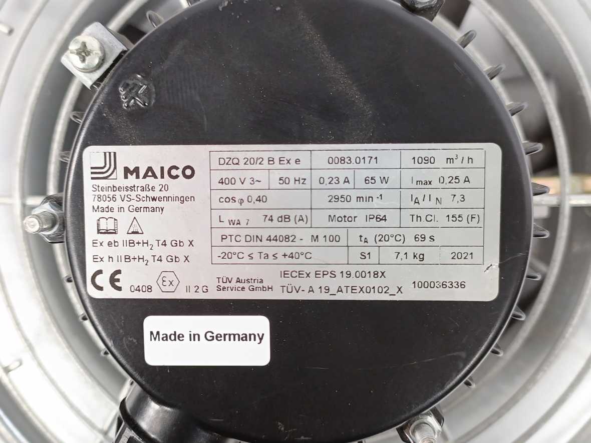 MAICO 0083.0171 DZQ 20/2 B Ex e, 400V, 50Hz, 0,23A, 65W