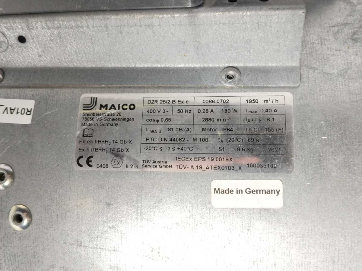 MAICO 0086.0702 DZR 25/2 B Ex e, 400V, 50Hz, 0,28A, 130W