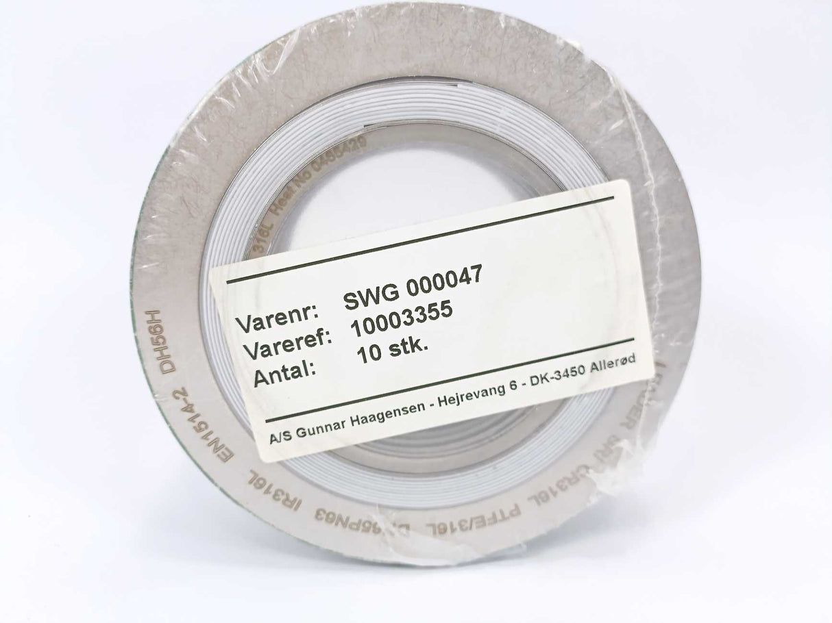 LEADER SRI CR316L PTFE/316L DN65PN63 IR316L DH56H Spiral Wound Gasket 10Pcs.