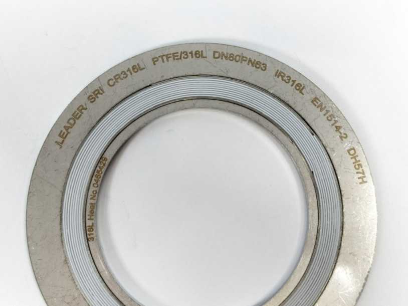 LEADER SRI CR316L PTFE/316L DN80PN63 DH57H Spiral Wound Gasket 6 Pcs.