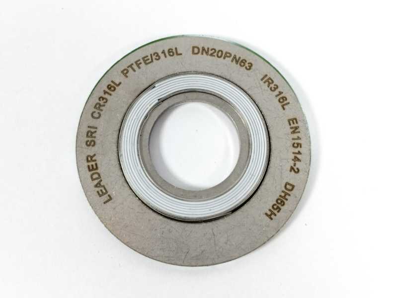 LEADER SRI CR316L PTFE/316L DN20PN63 DH65H Spiral Wound Gasket 24 Pcs.