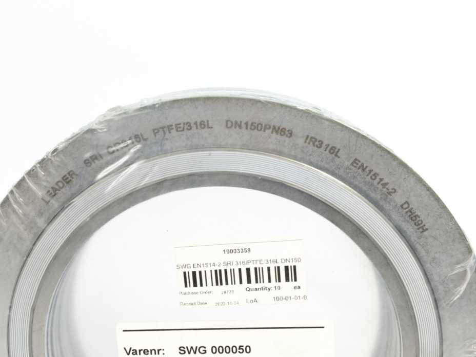 LEADER SRI CR316L PTFE/316L DN150PN63 DH59H Spiral Wound Gasket 10 Stks.