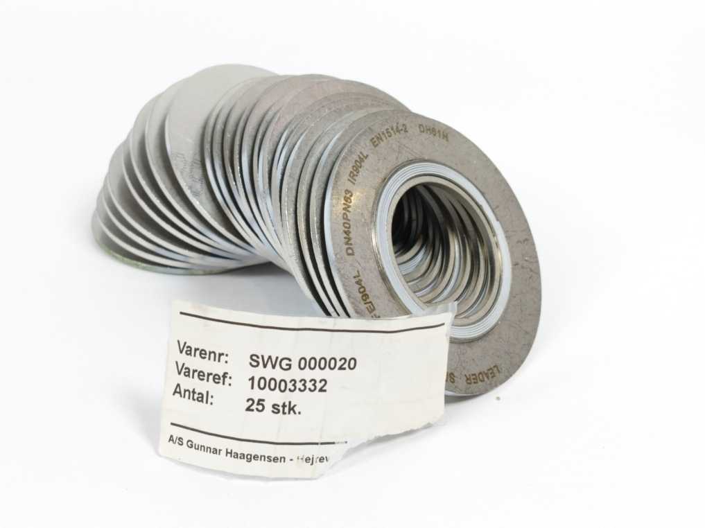 LEADER SRI CR316L PTFE/904L DN40PN63 DH61H Spiral Wound Gasket 22 Pcs.