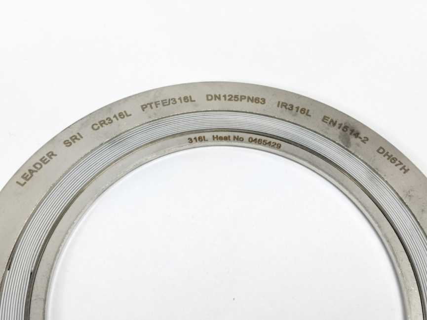 LEADER SRI CR316L PTFE/316L DN125PN63 DH67H Spiral Wound Gasket 7 Pcs.