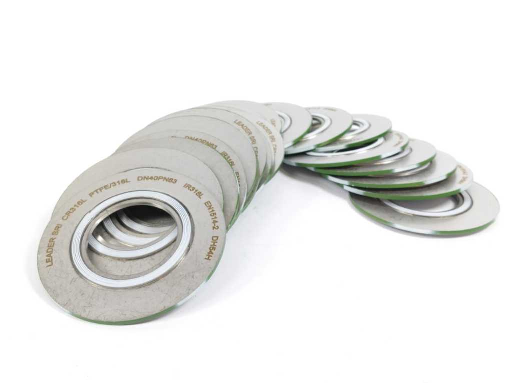 LEADER SRI CR316L PTFE/316L DN40PN63 DH54H Spiral Wound Gasket 23 Pcs.