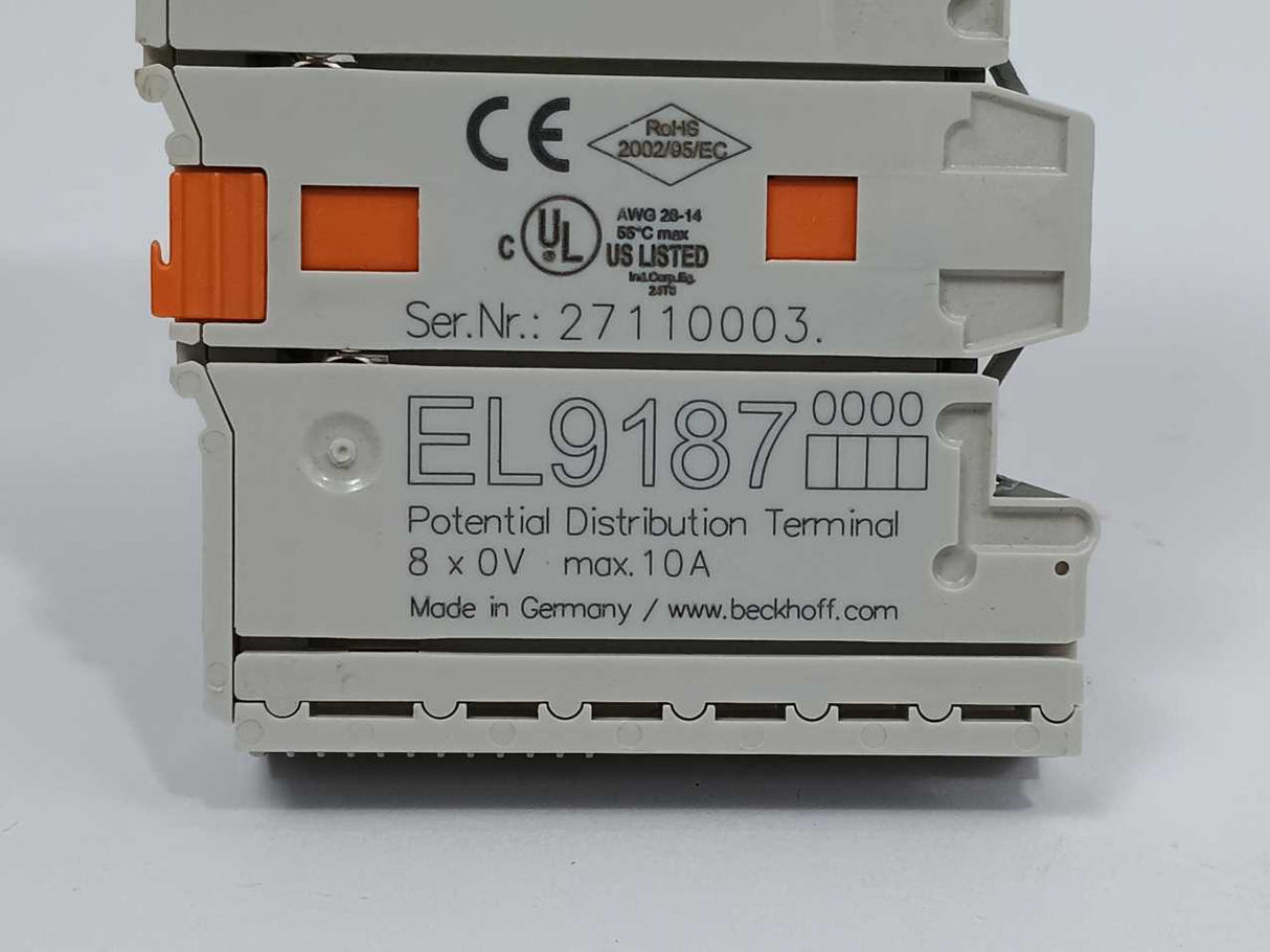 Beckhoff EL9187 Potential Distribution Terminal 8 x 0V max 10 A