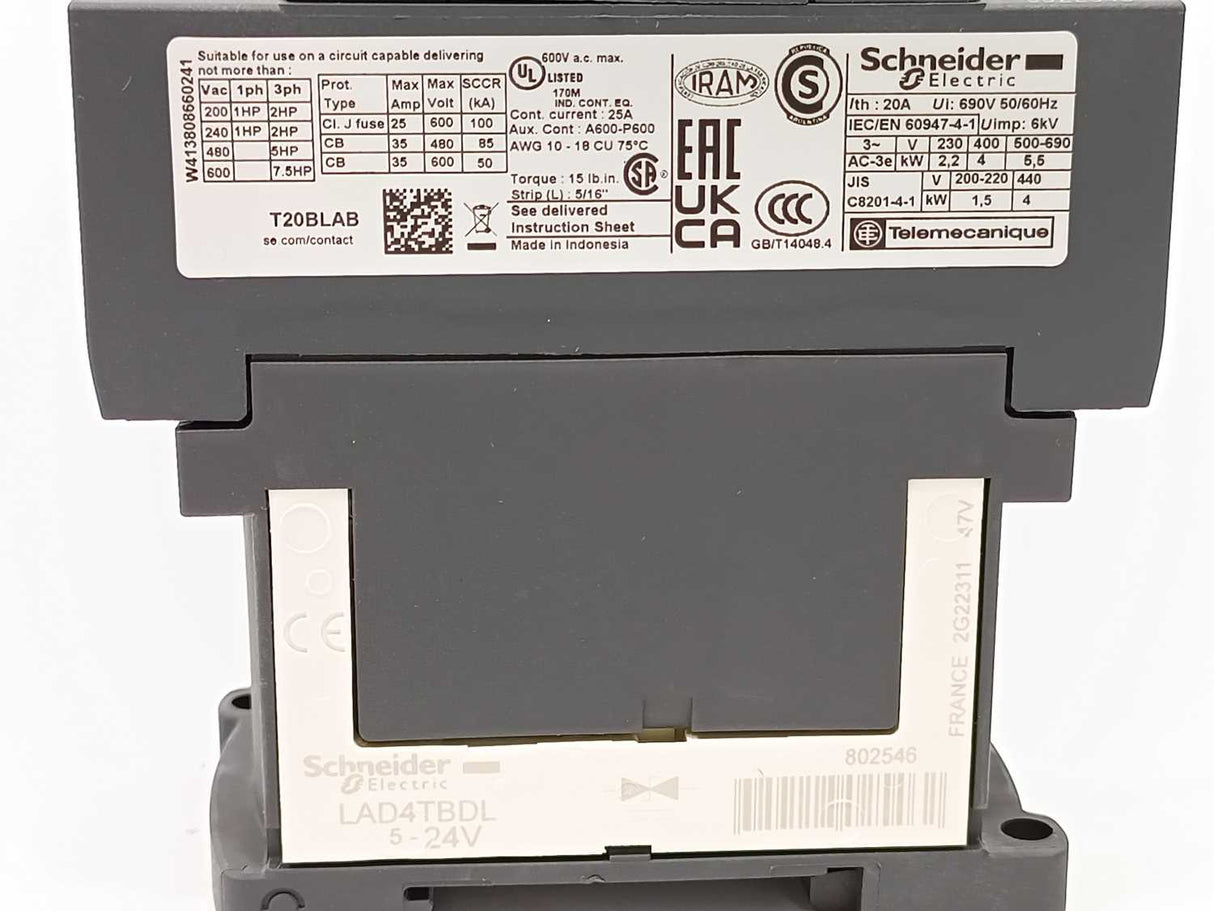 Schneider / Telemecanique LC1DT20BL TeSys 024829 Contactor