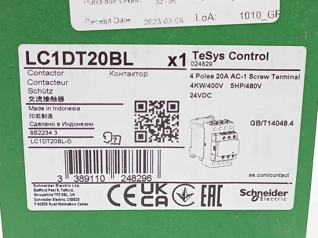 Schneider / Telemecanique LC1DT20BL TeSys 024829 Contactor