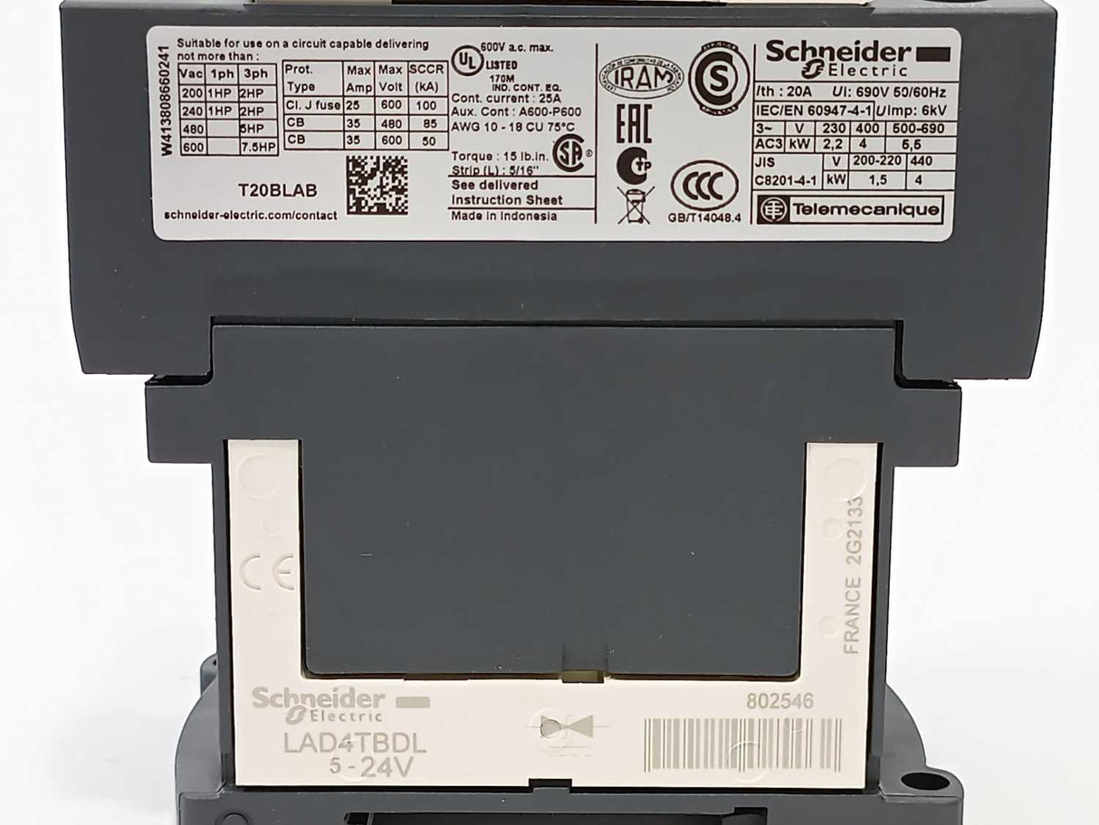 Schneider / Telemecanique LC1DT20BL TeSys 024829 Contactor
