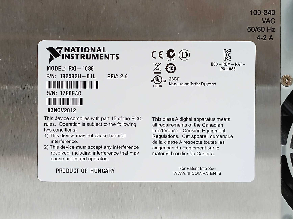 National Instruments 192592H-01L NI PXI-1036