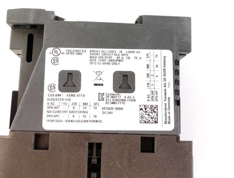 Siemens 3RT2025-1BB40 Power contactor