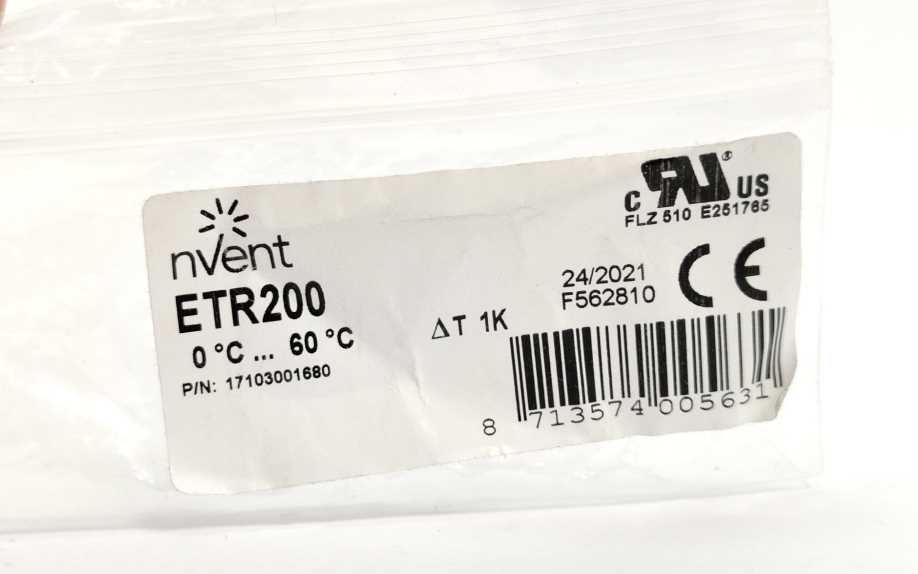 nVent ETR200 Thermostat 10A, 240 V, 0 → 60 °C
