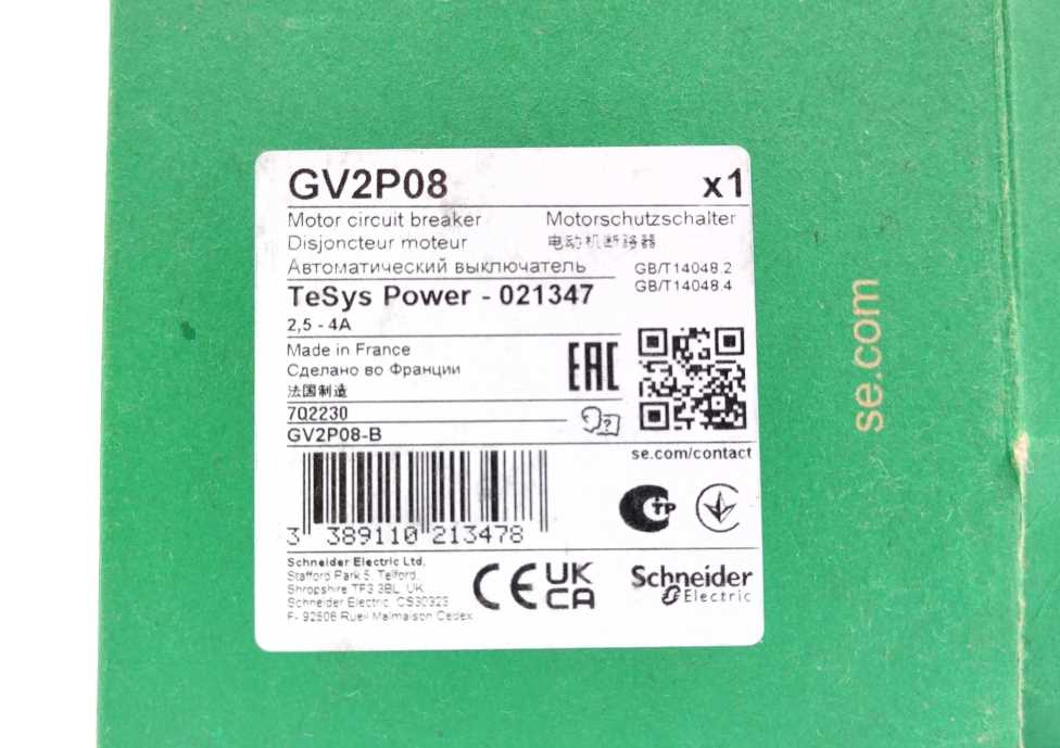 Schneider Electric GV2P08 Motor Circuit Breaker TeSys Power - 021347