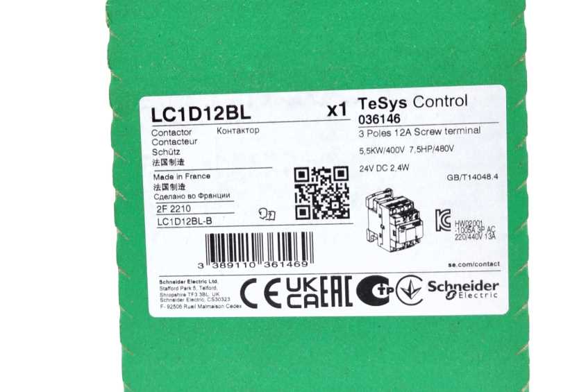 Schneider Electric LC1D12BL Contactor TeSys Control 036146 24V DC