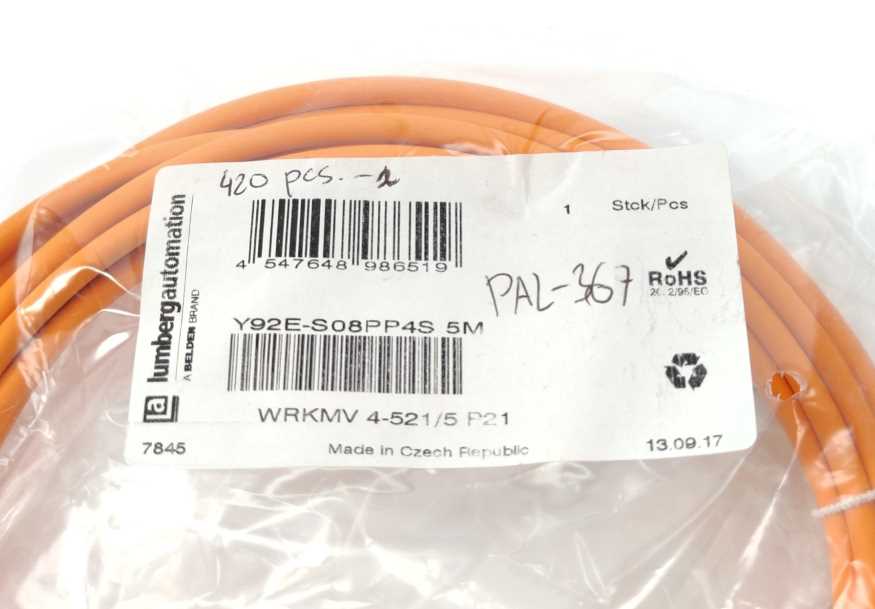 Lumberg Automation Y92E-S08PP4S 5M Sensor Cable Y92E-S08PP4S5M
