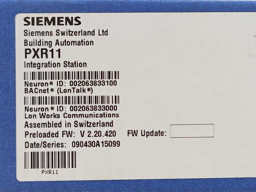 Siemens PXR11 Integration Station