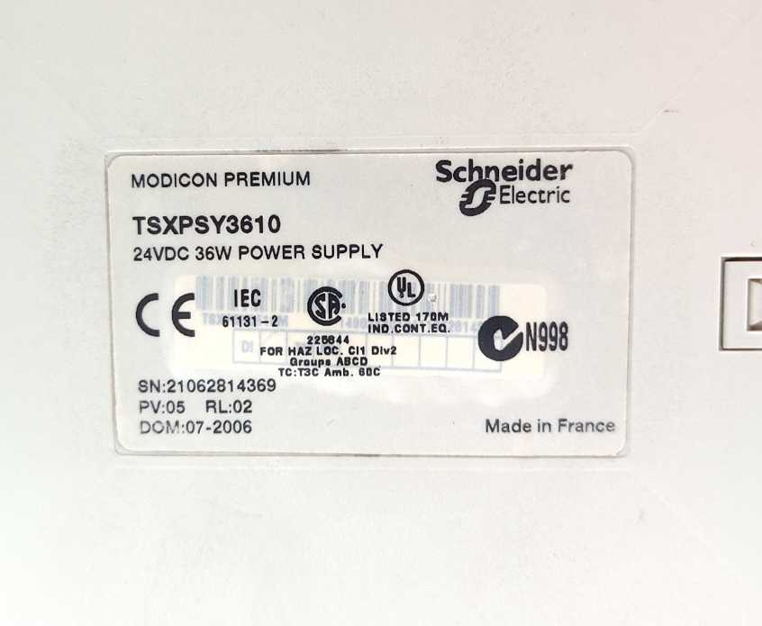 Schneider Automation TSXPSY3610 Modicon TSX Premium Power Supply 24VDC 36W