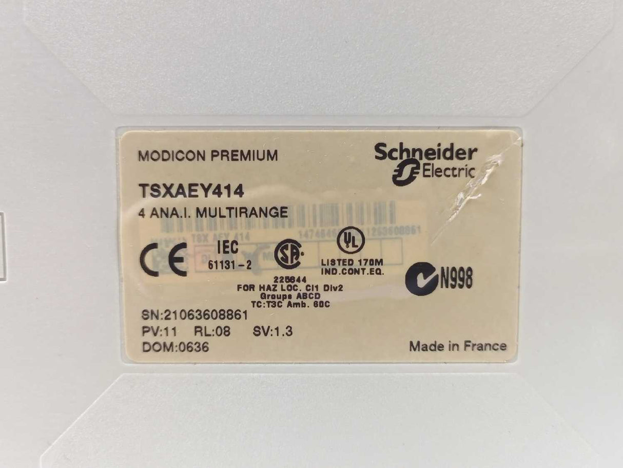 Schneider Automation TSXAEY414 4 Analog Input Multirange W/ TSXBLY01