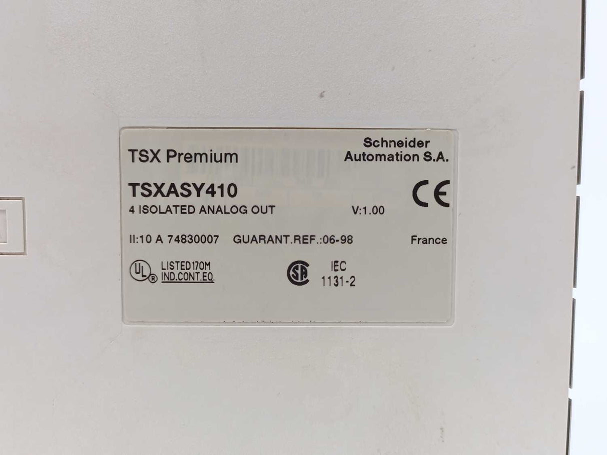 Schneider Automation TSXASY410 4 Isolated Analog Output W/ TSXBLY01