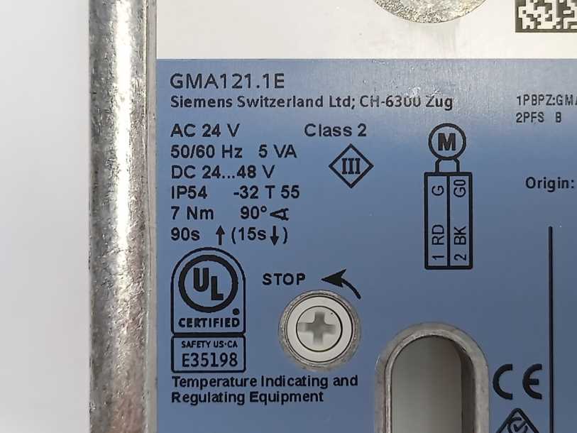Siemens GMA121.1E Rotary Air Damper Actuator