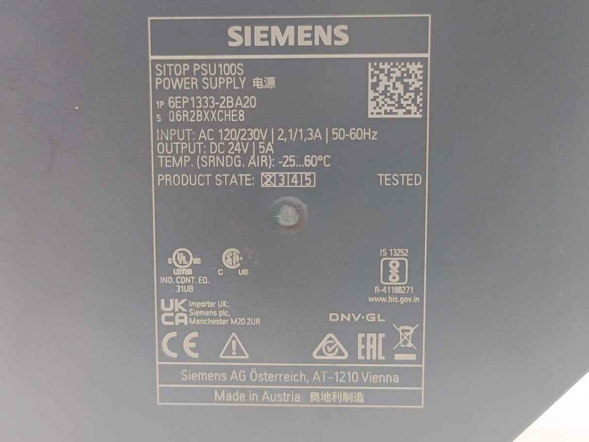 Siemens 6EP1333-2BA20 SITOP PSU100S 24 V/5 A Power Supply
