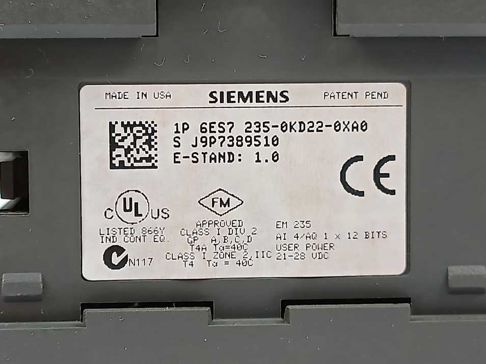 Siemens 6ES7235-0KD22-0XA0 SIMATIC S7-200, analog I/O EM 235