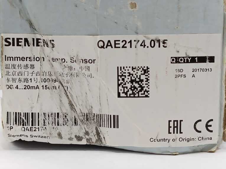 Siemens QAE2174.015 Immersion Temperature Sensor