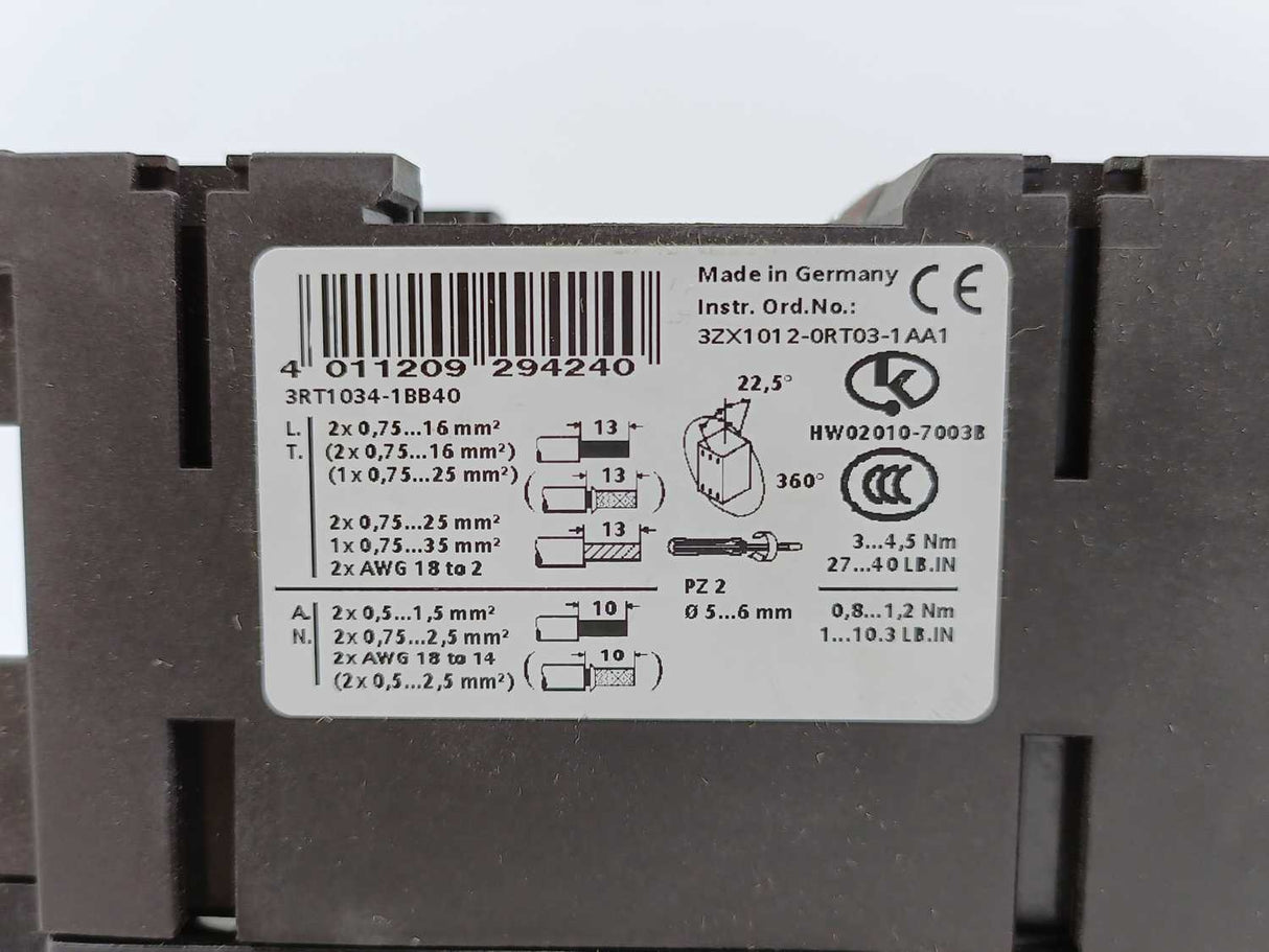 Siemens 3RT1034-1BB40 Contactor