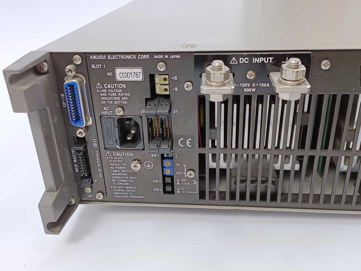 Kikusui PLZ603W Electronic Load, 1.5-120V/0-120A 600W