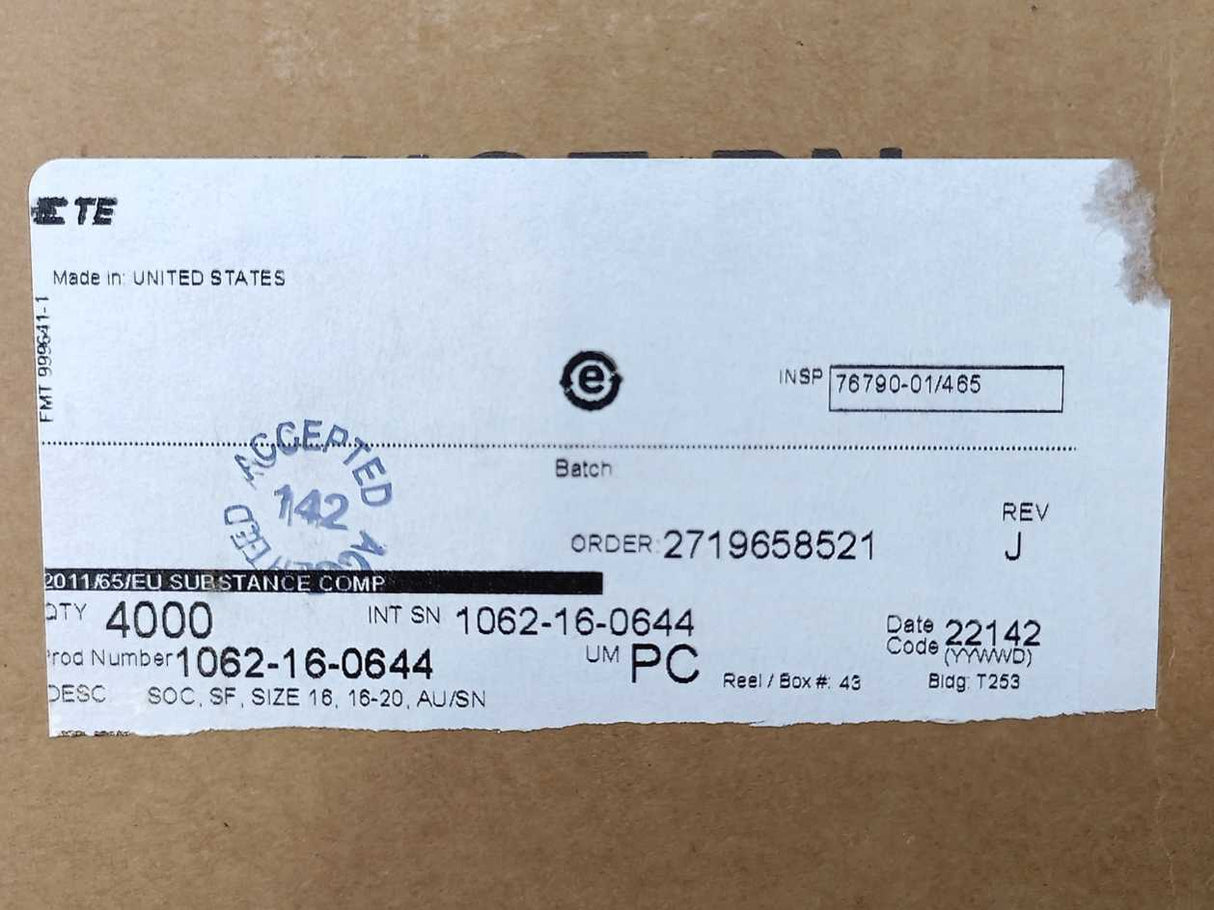 TE Connectivity 1062-16-0644 Deutch Socket Terminal. 50 Pcs.