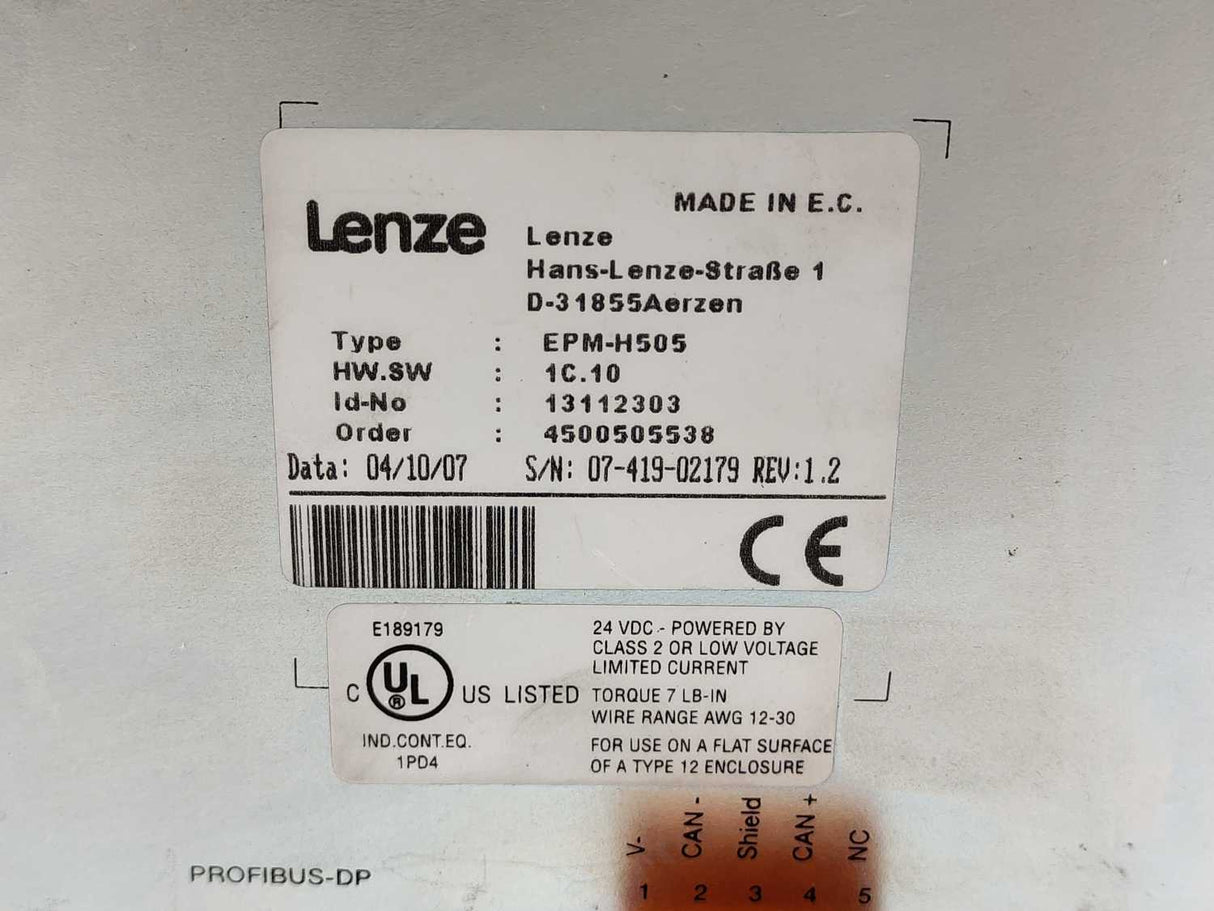 LENZE EPM-H505 Operator Interface Touchscreen