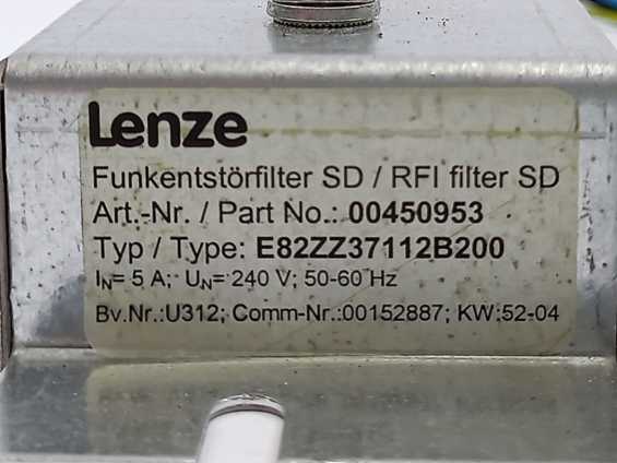 LENZE E82ZZ37112B200 RFI Filter SD