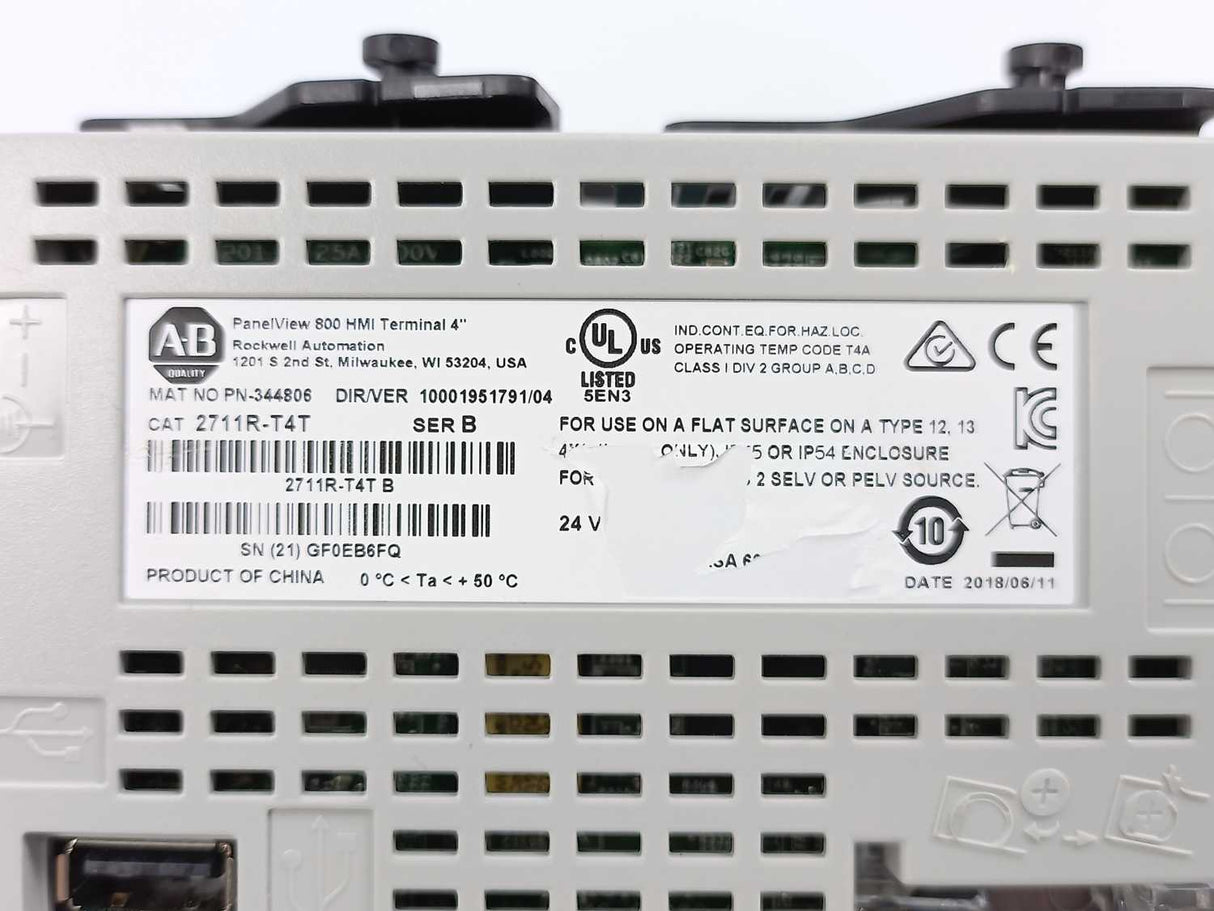 AB 2711R-T4T Ser. B PanelView 800 HMI Terminal 4"