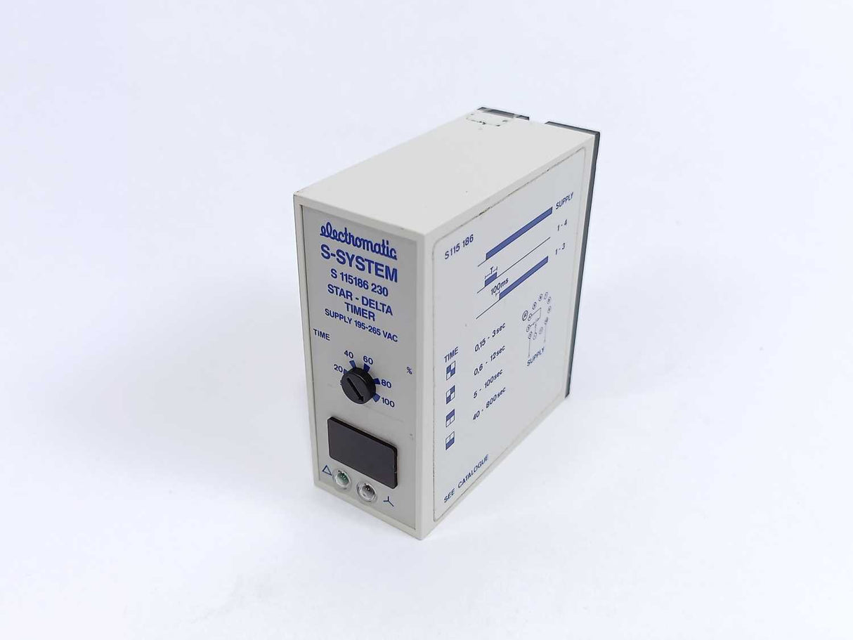 Electromatic S 115 186 230 S-SYSTEM Star-Delta Timer. Supply 195-265 VAC w/ Base