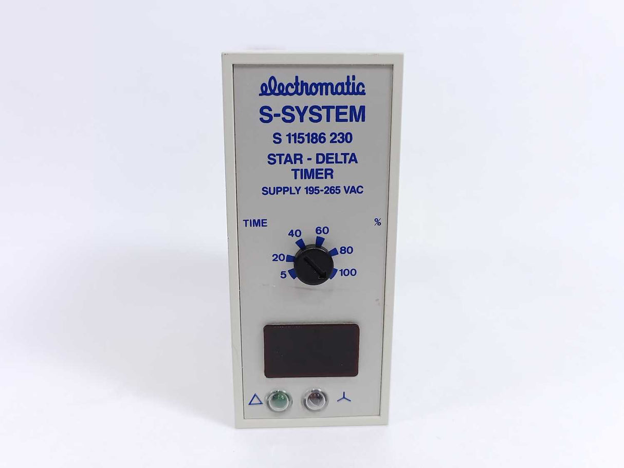 Electromatic S 115 186 230 S-SYSTEM Star-Delta Timer. Supply 195-265 VAC w/ Base