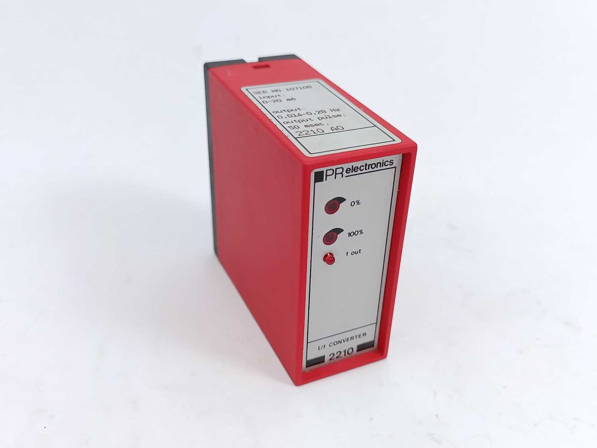 PR Electronics 2210 A0 I/f Converter, 0-20mA, 0,014-0,28Hz, 50msec.