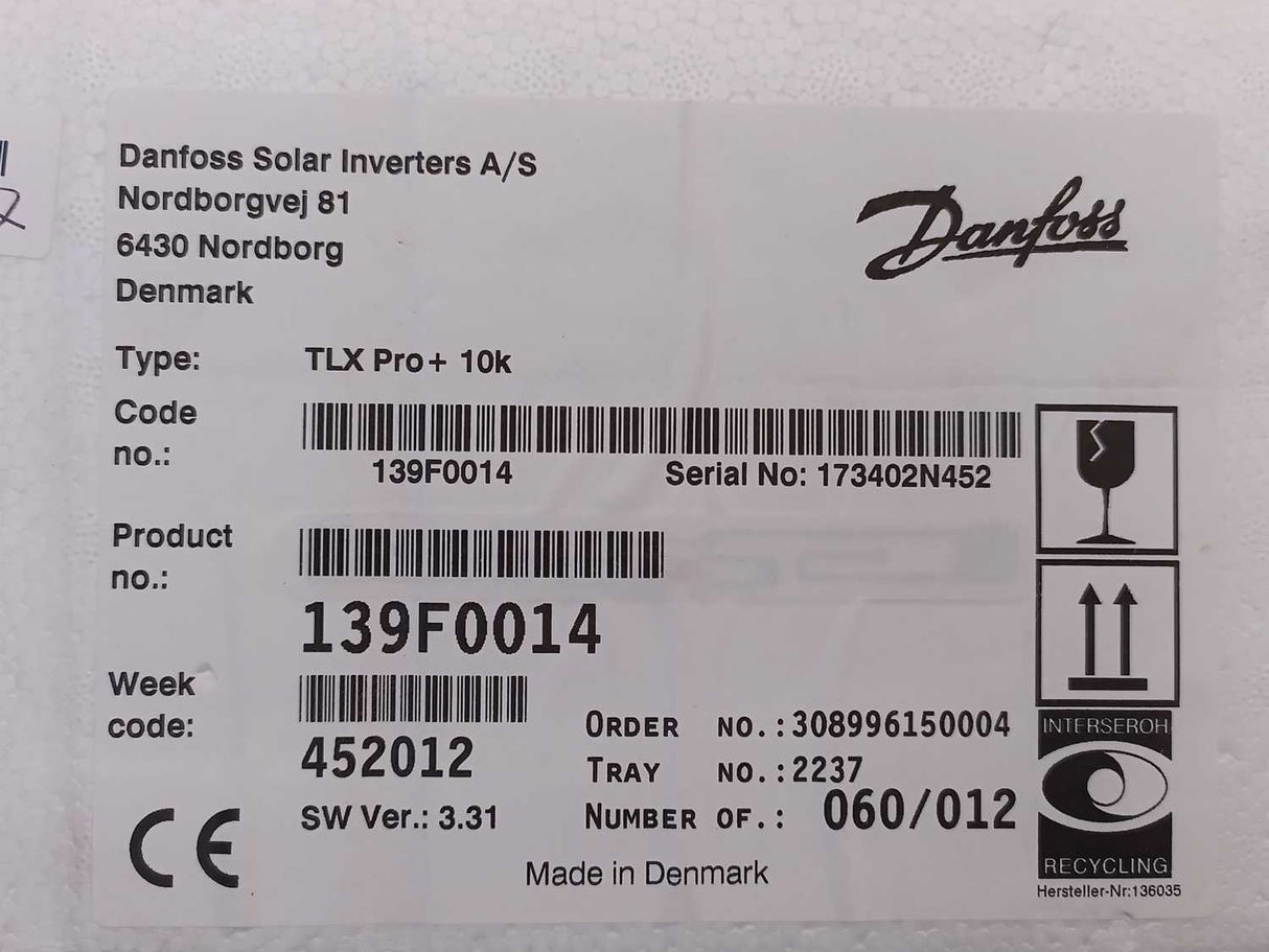 Danfoss 139F0014 Triple Lynx Pro+ 10K Solar Inverter